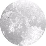Circular close-up of white crystalline salt texture